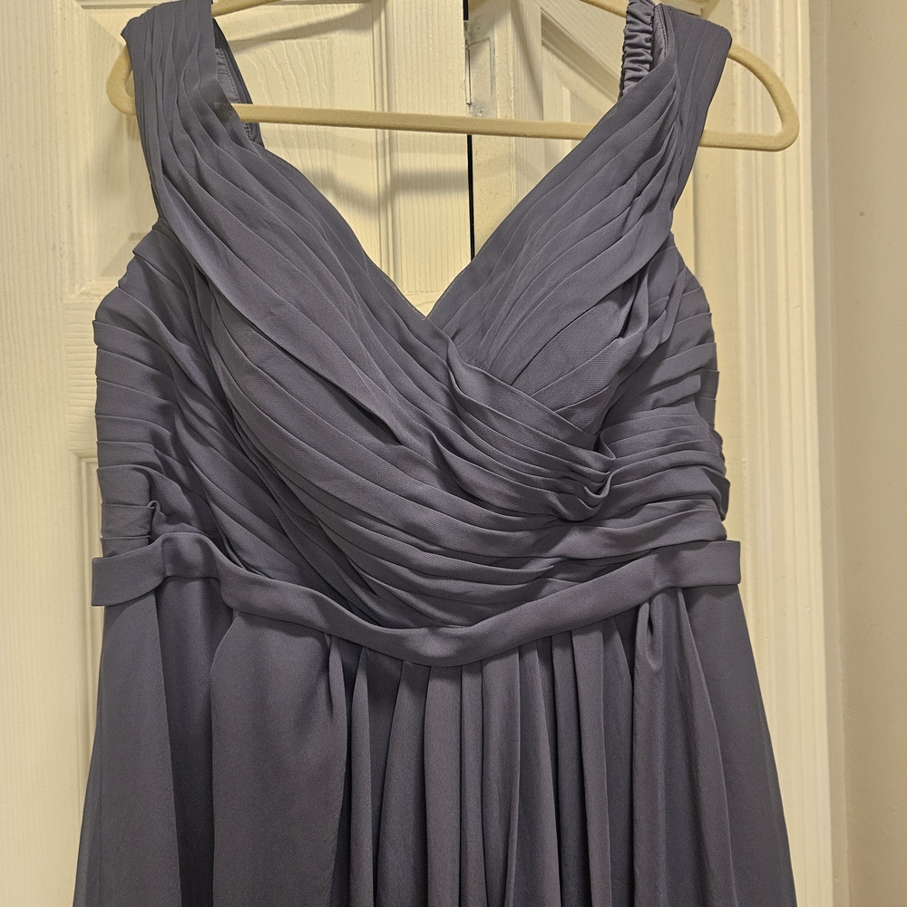 Azazie Blue Formal Bridesmaid Dress Evening Gown Size 18 Over The Shoulder